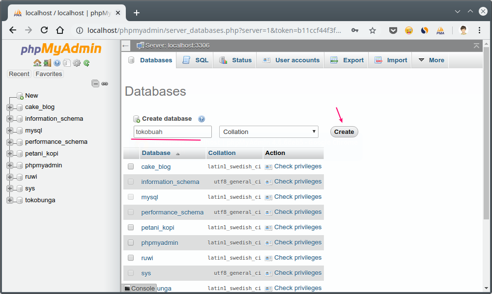 Membuat database baru