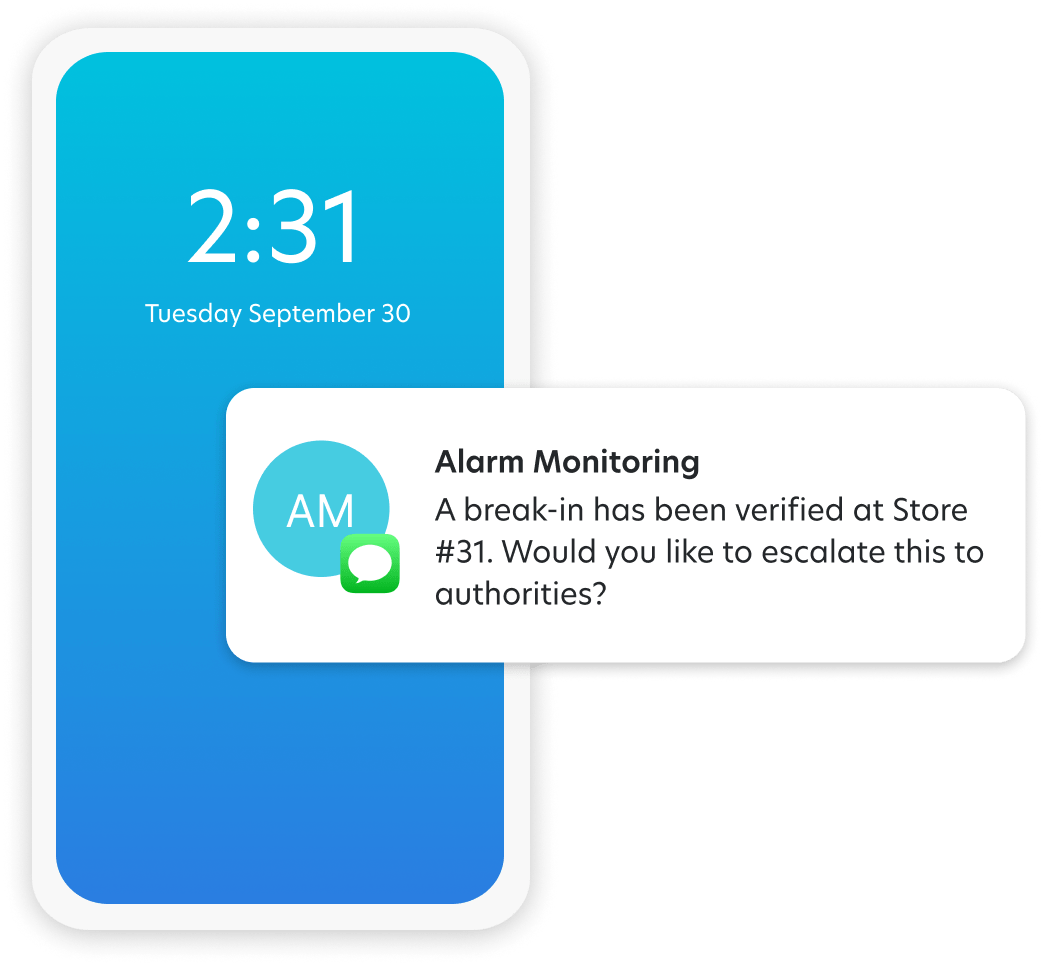 Phone with Alarm Monitoring alart message