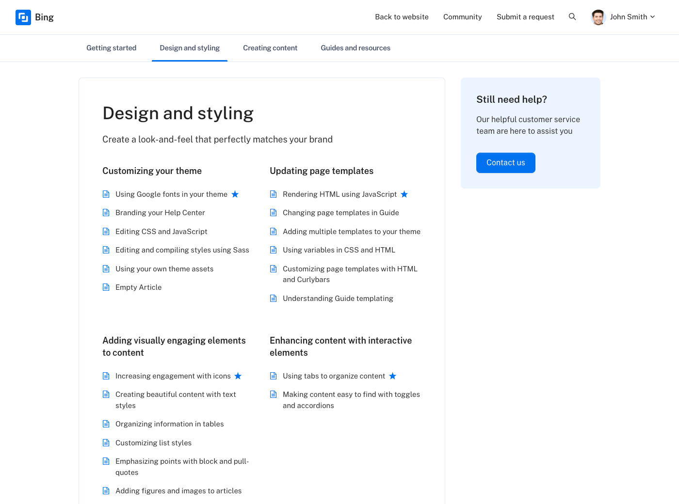 Bing Zendesk Guide theme - Screenshot 3