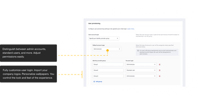 image showing User provisioning screen
