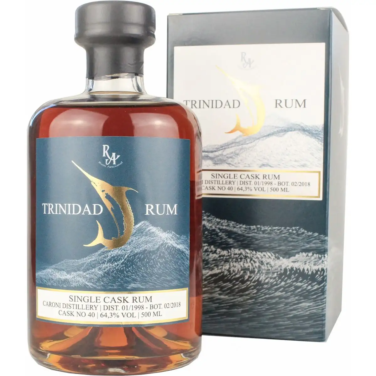 Image of the front of the bottle of the rum Rum Artesanal Trinidad Rum HTR
