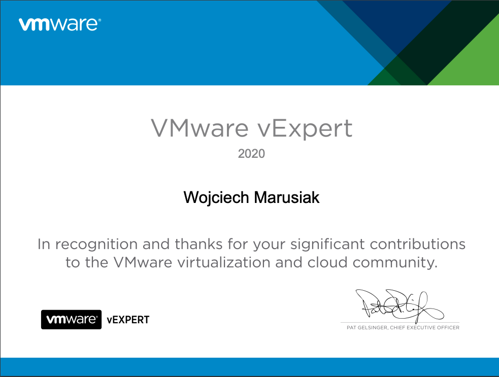VMware vExpert Certificate