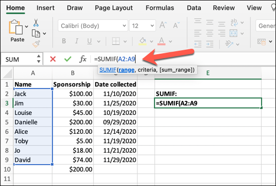 How To Create A Sumif Formula In Excel