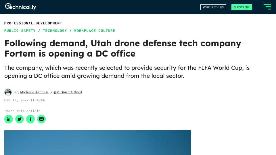 Following demand, Utah drone defense tech company Fortem is opening a DC office