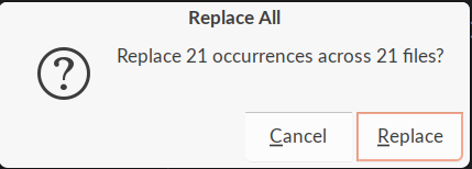 confirmation dialog for replacement action