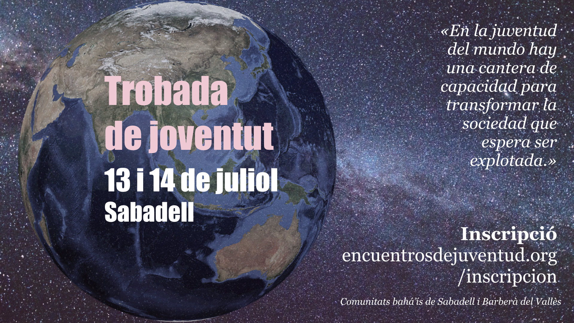 Próximo encuentro de jóvenes en Sabadell (13 y 14 de julio)