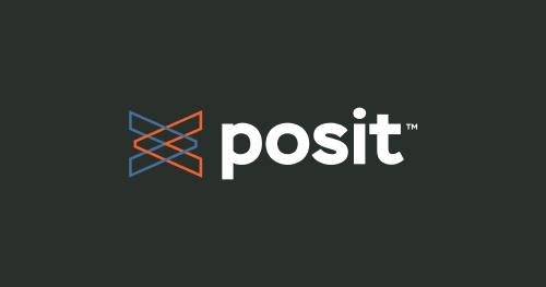 Thumbnail Posit logo that consists of two terminal carets facing opposite directions intersecting and the word posit next to the logo.
