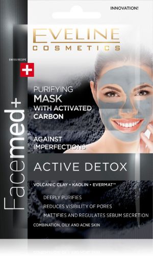 VELINE Facemed+ ACTIVE DETOX 3 az 1-ben tisztító arcmaszk aktív szénnel 2 x 5 ml