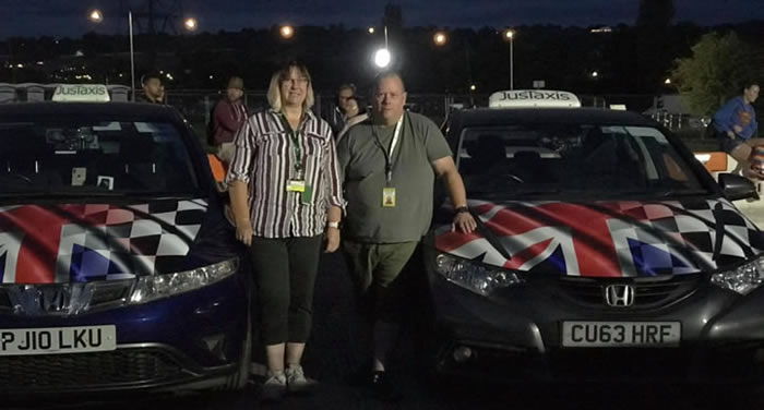 Justin and Dawn Miller from JusTaxis Glastonbury, Somerset