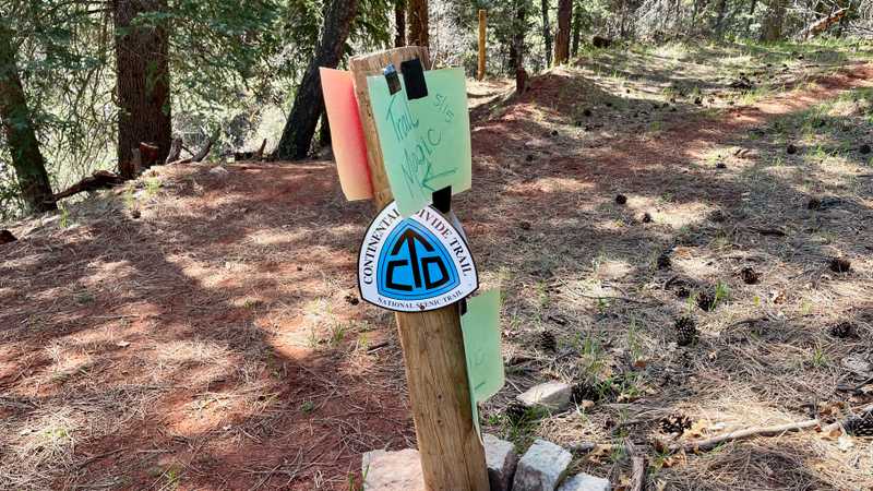 A sign promises trail magic ahead