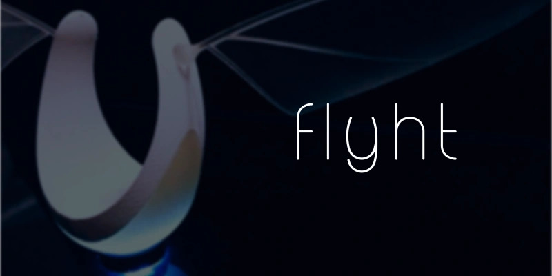 Flyht's logo on dark background with a picture of the project's 3D printed mockup