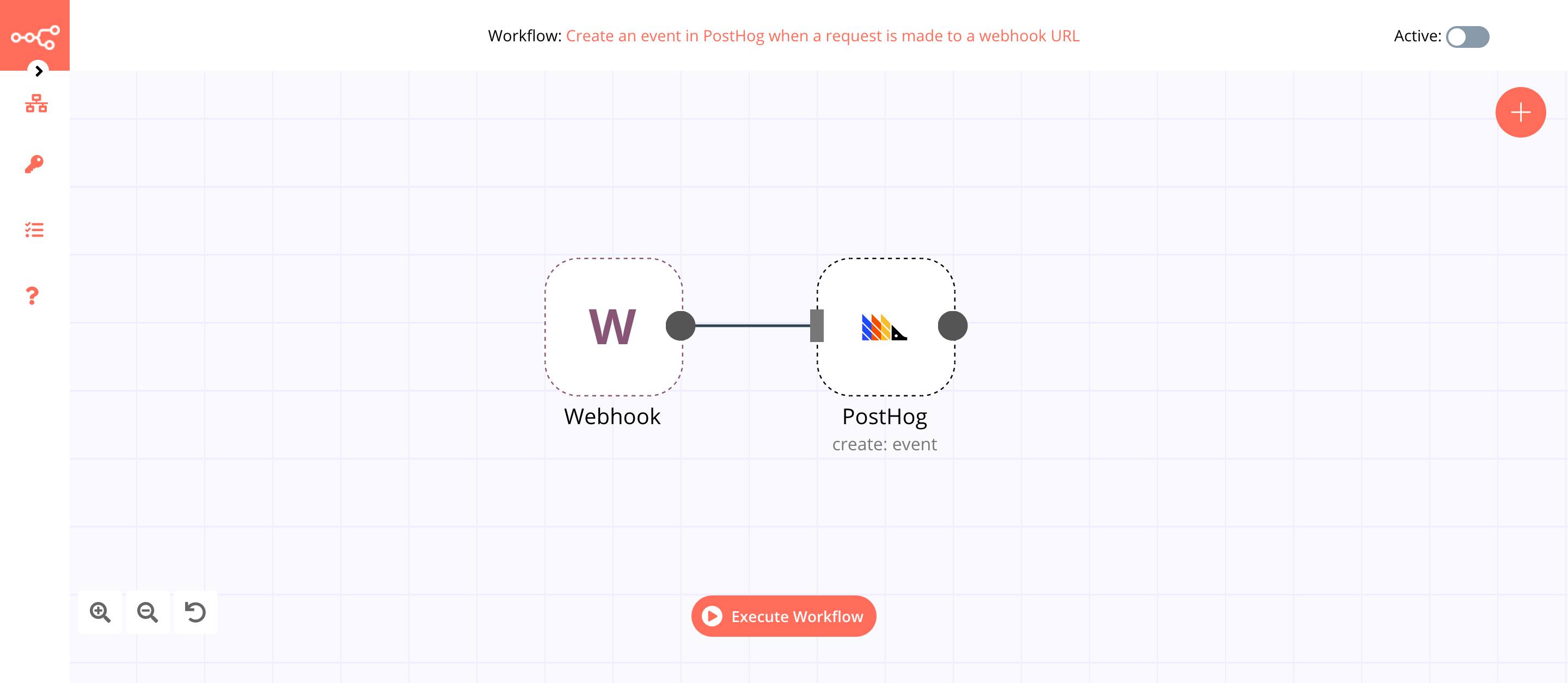 A workflow with the PostHog node