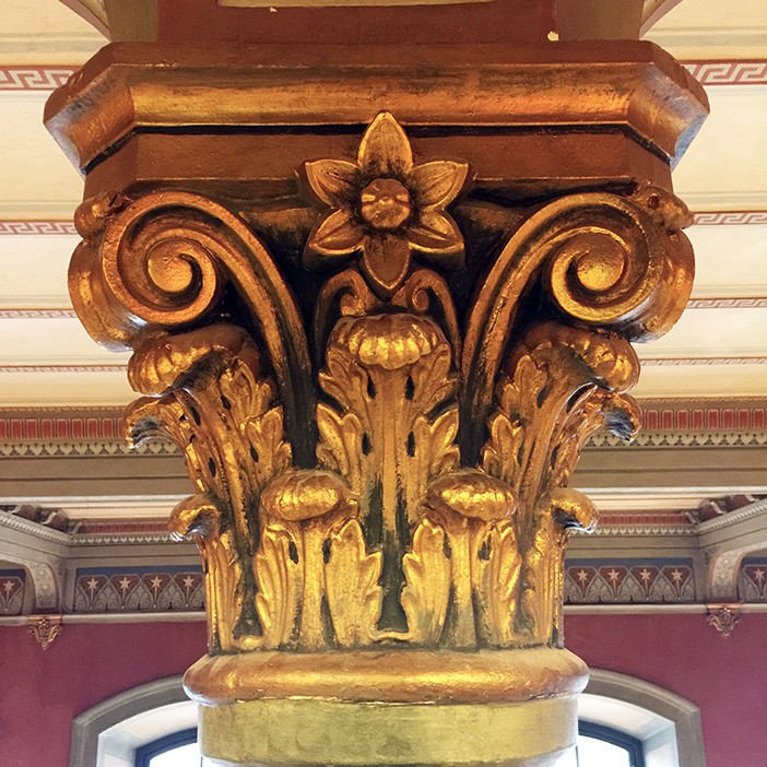 detail of a gilded pillar in the national library of sweden