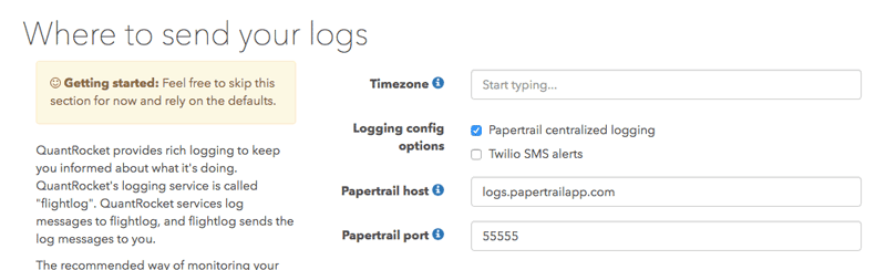 Papertrail configuration wizard