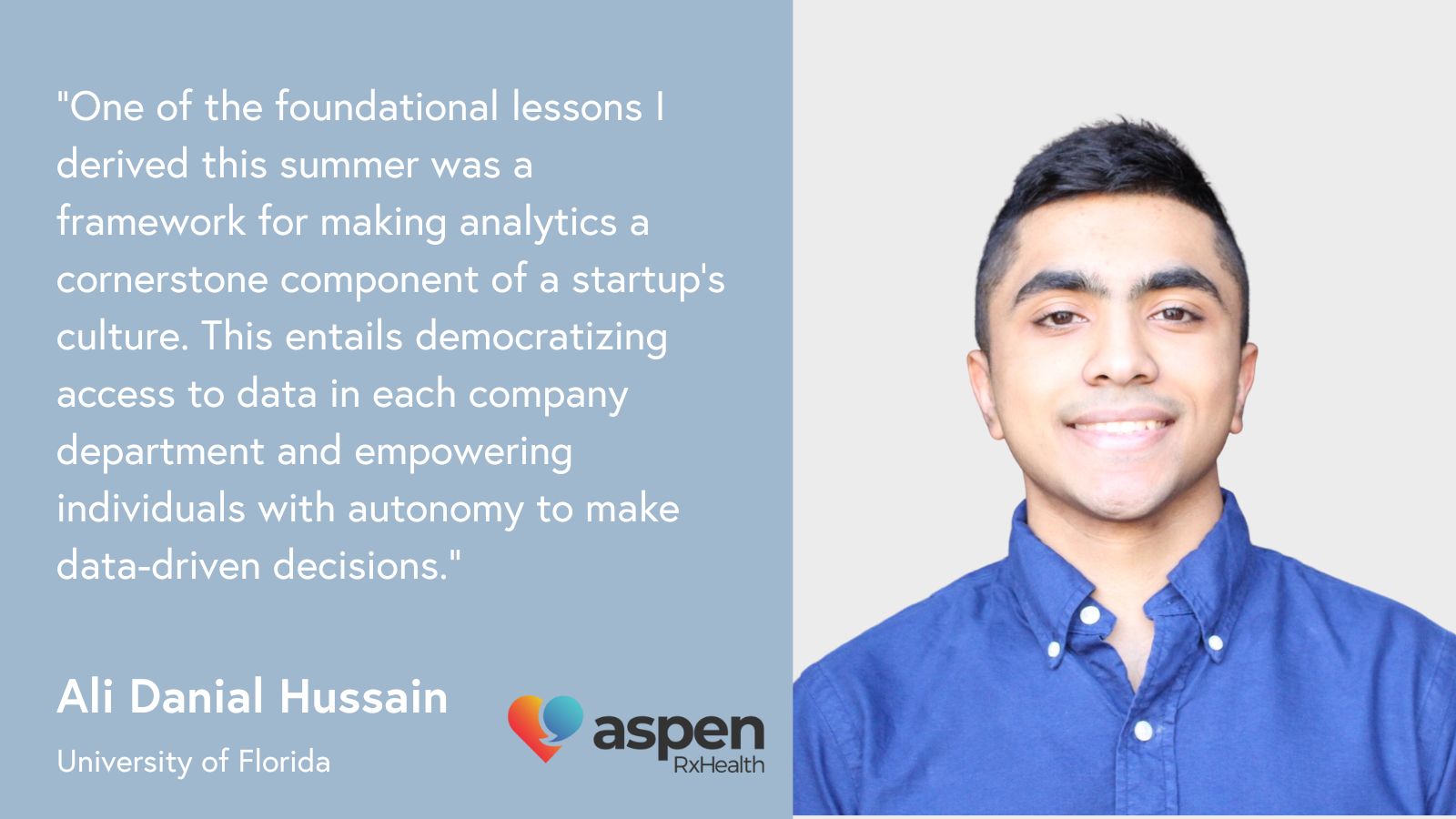 Ali Danial Hussain - Data Analyst Intern at AspenRxHealth 