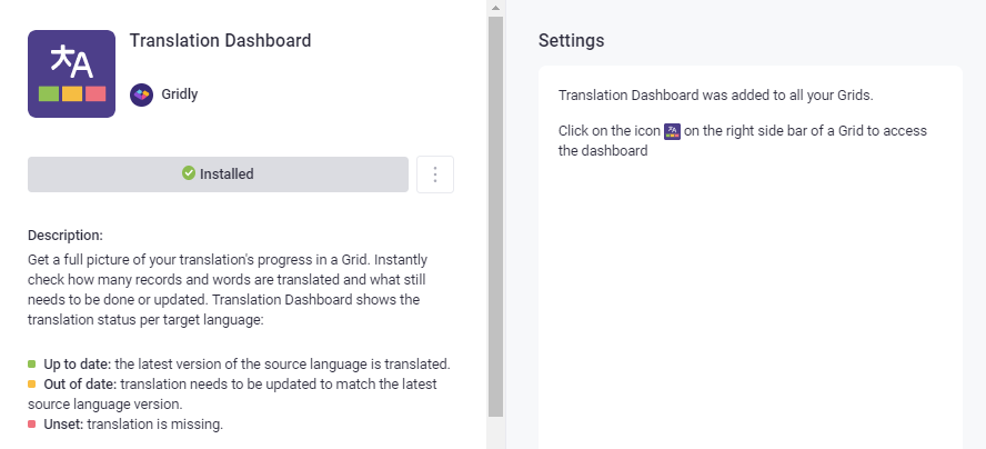 Translation Dashboard add-on