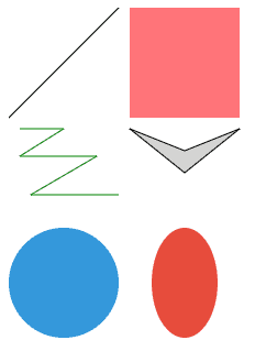 렌더된 SVG 도형들
