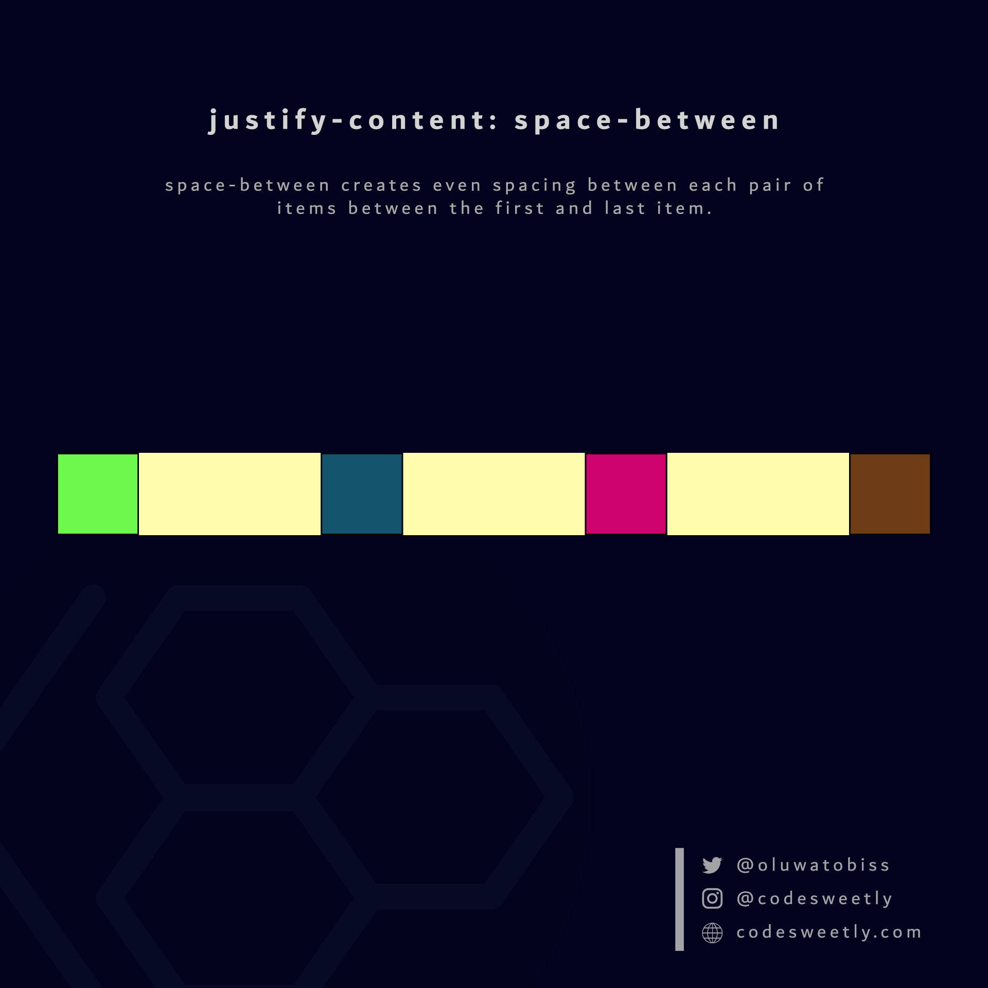Illustration of justify-content&#39;s space-between value