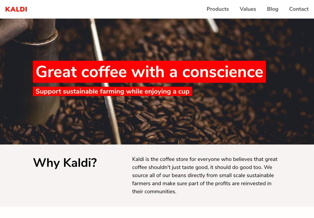 Screenshot of a page created with 