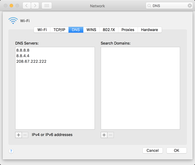 macOS DNS settings
