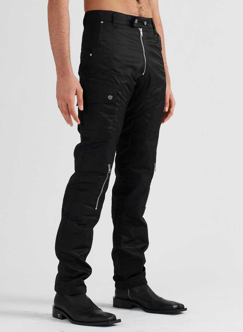 Asim Trousers Nylon Black, side view. GmbH AW22 collection.
