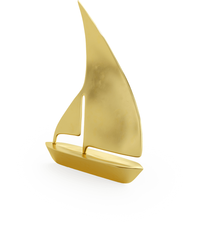 A golden sailboat