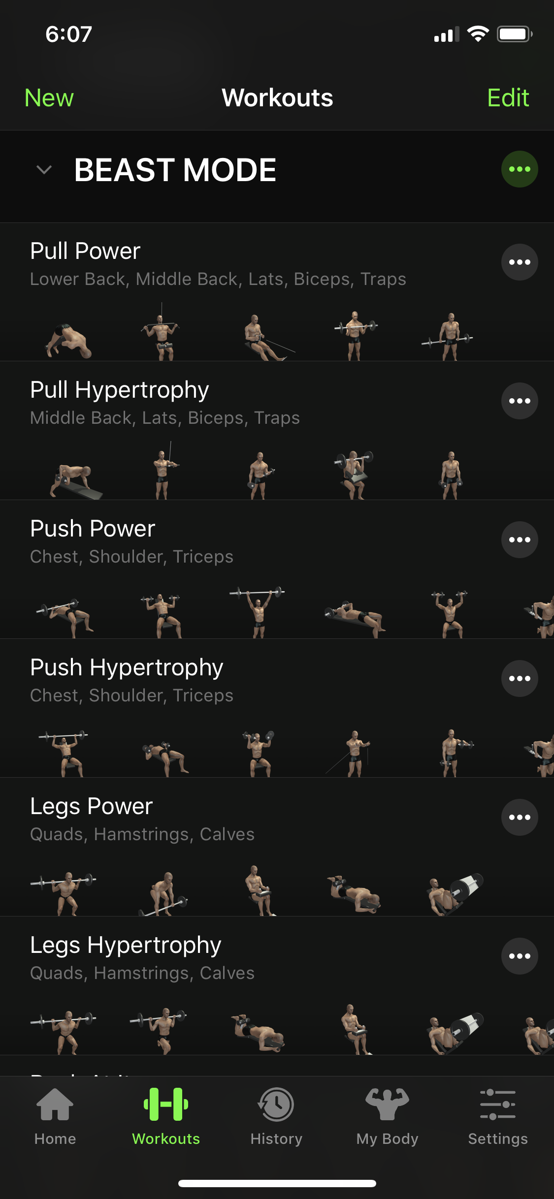 ONE: List of Workouts. TWO: Detailed Workout View. THREE: Detailed Exercise View.