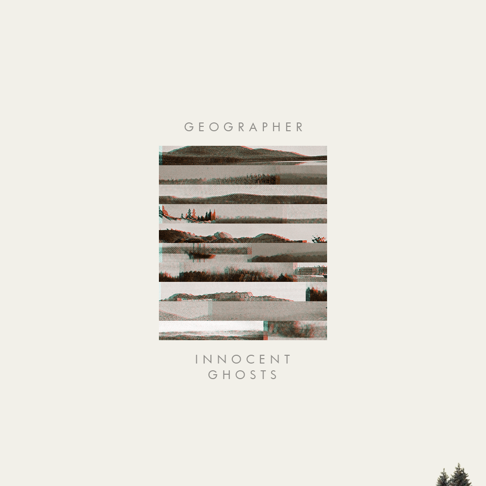 A redo of the Geographer Innocent Ghosts album, with collaged strips of horizon lines forming a rectangle