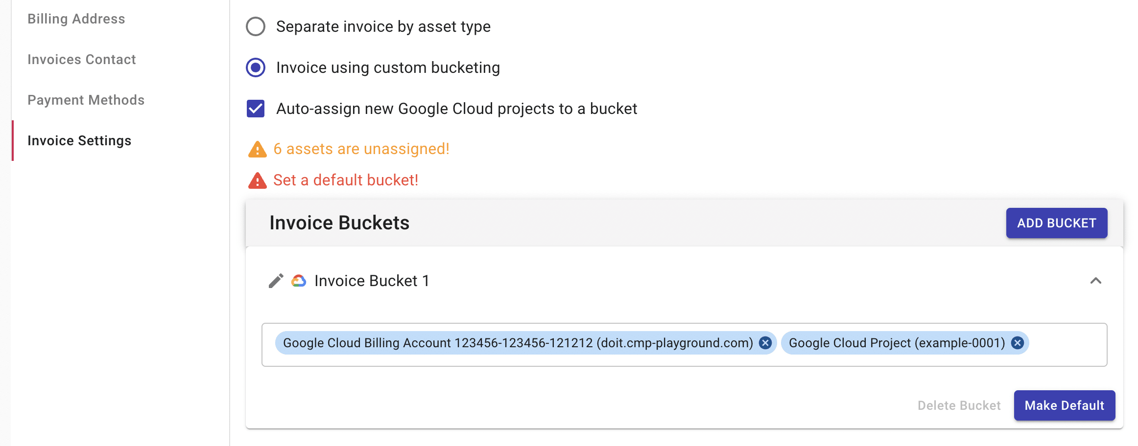 Assign assets to a custom bucket.