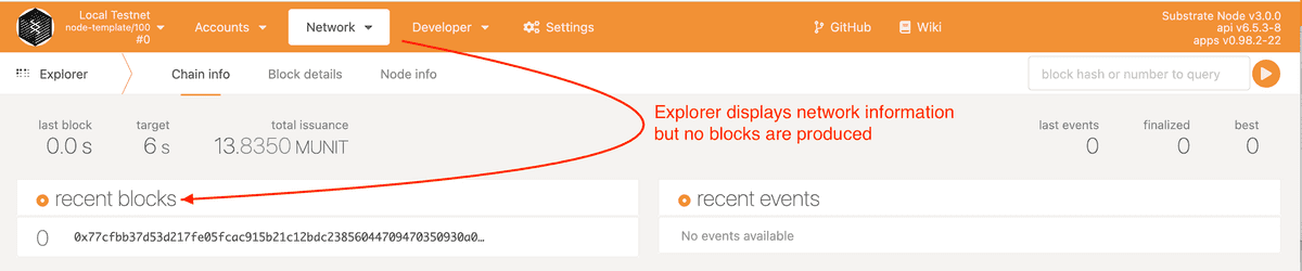 No blocks displayed in Polkadot-JS