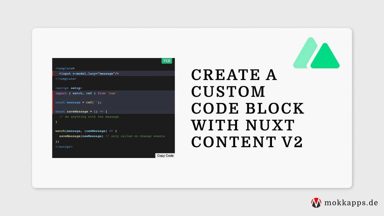 How to Create a Custom Code Block With Nuxt Content v2 Image