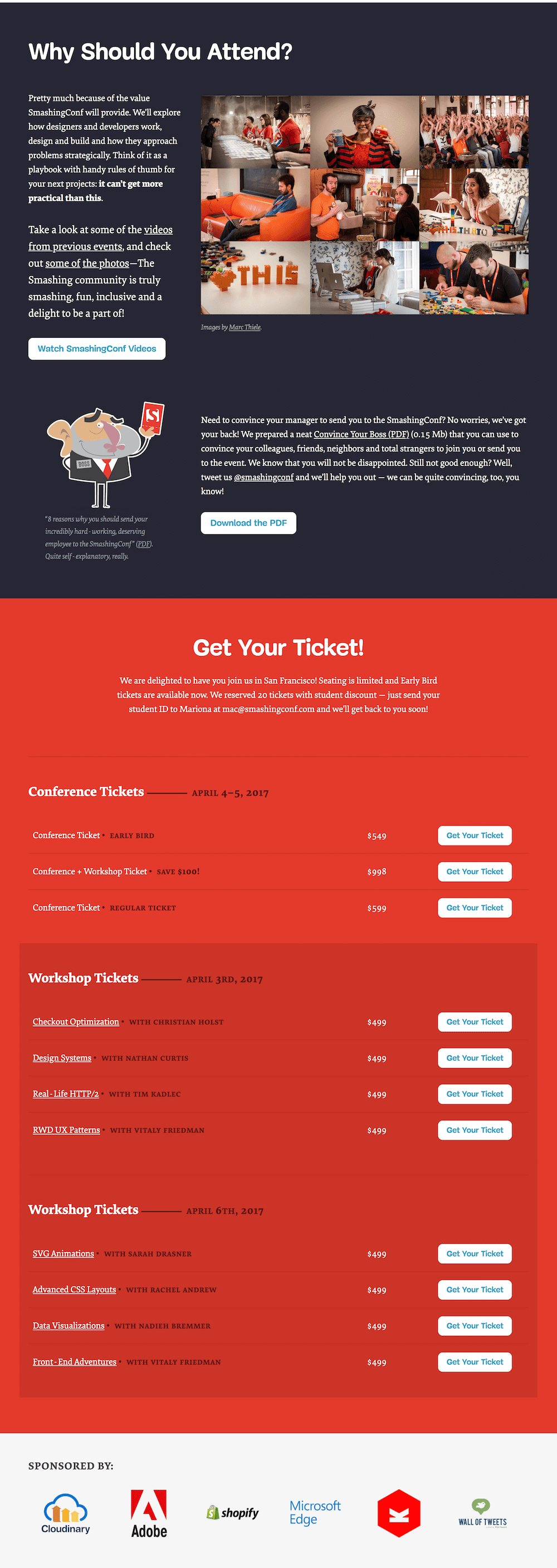 Screenshot of the Smashing Magazine Events page