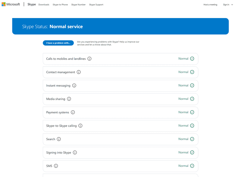 Skype Status page - 10 Great Status Page Examples to Improve Your Own - Odown