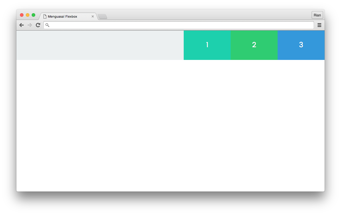 Flex End meratakan item ke ujung main axis