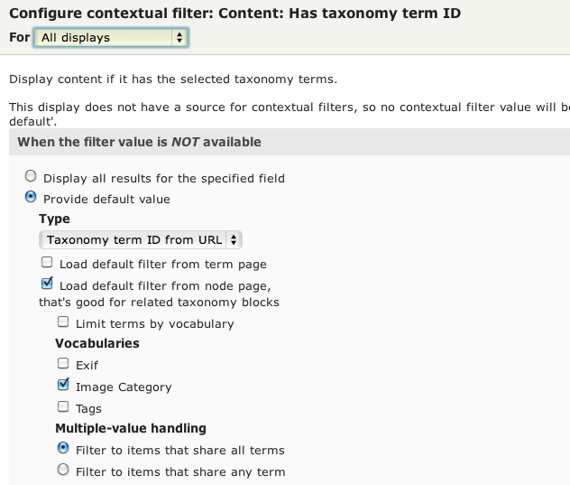 Contextual Filter - 'Content: Has taxonomy term ID'