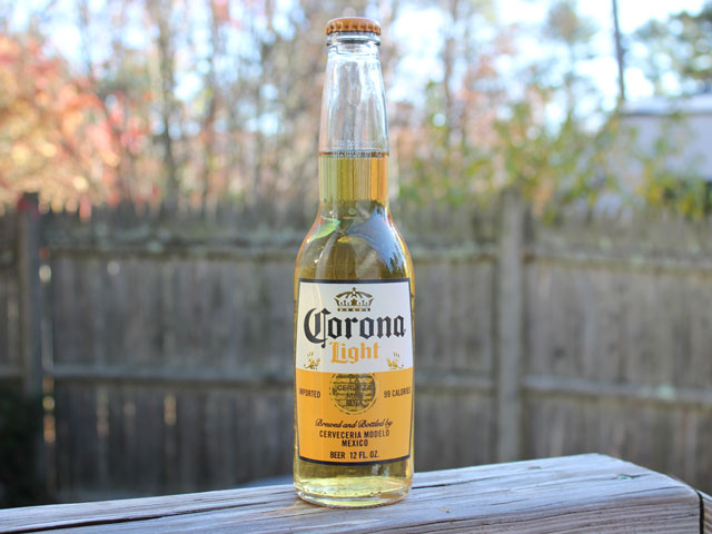 A bottle of Corona Light, an imported Mexican beer