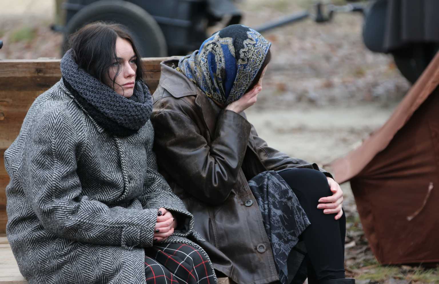 Women in heavy coats in Ukraine