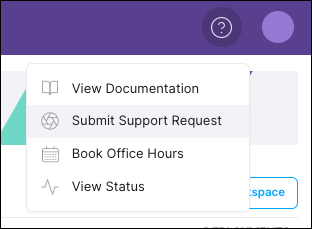 Submit Support Request menu location