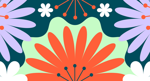 A colourful collage of flower vector images from hypha's brand 