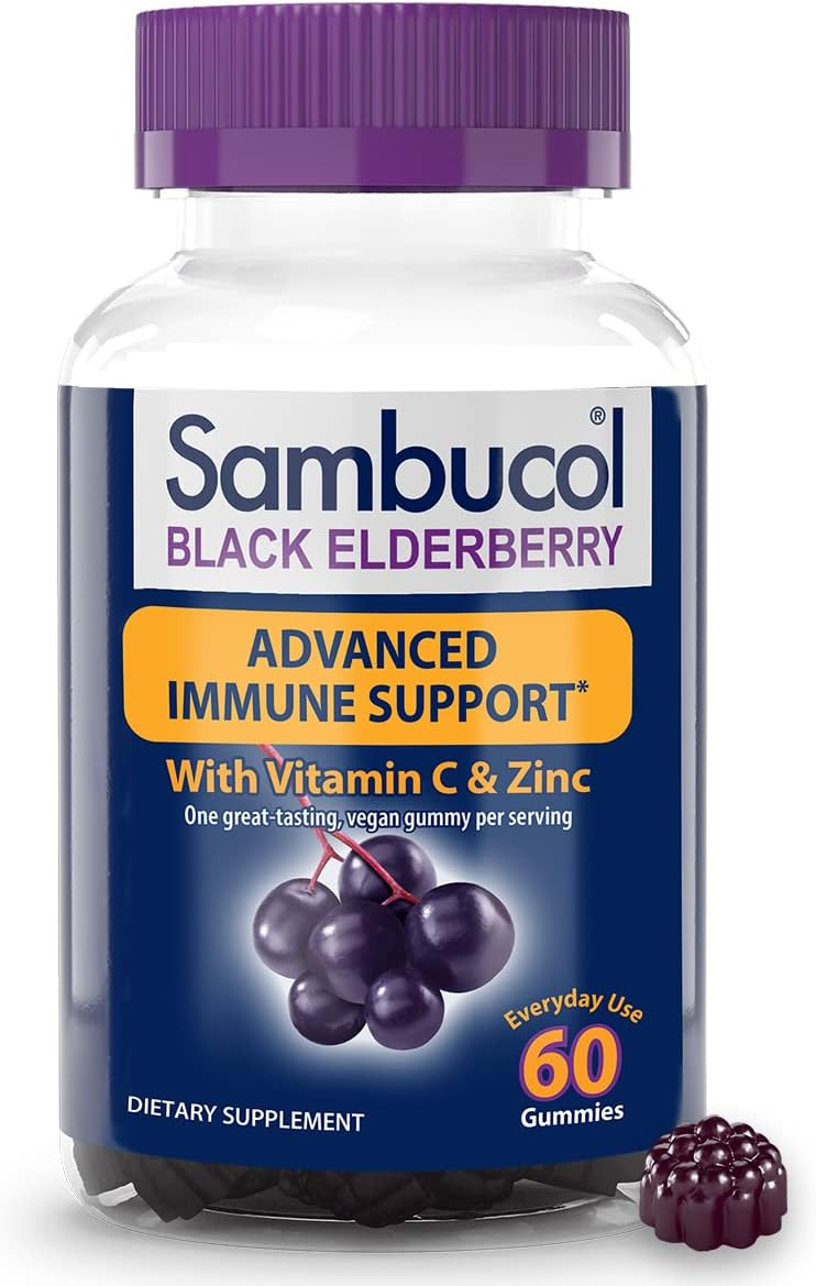 a bottle of Sambucol Black Elderberry Immune Support Gummies