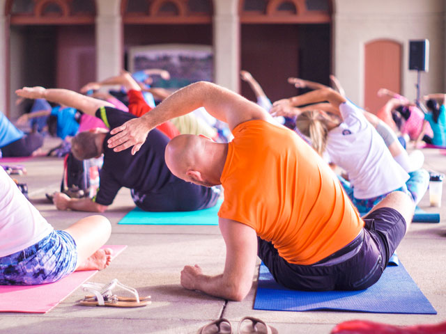 A yoga class at Hometown Sweat, Natick, MA