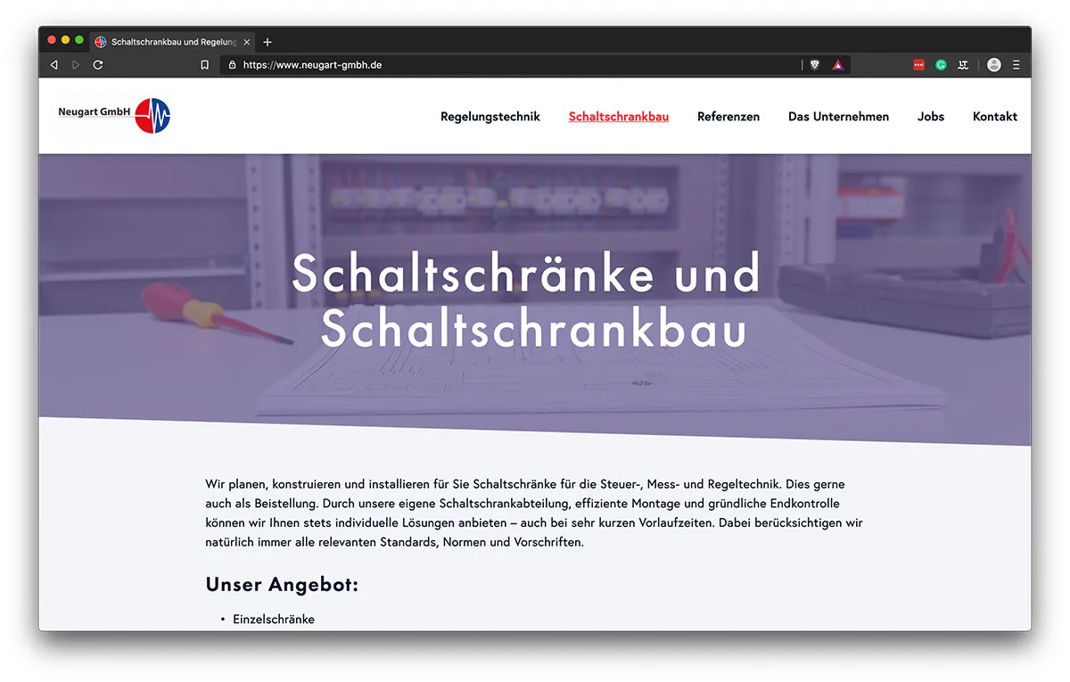 Webdesign Freiburg - KreativBomber - Neugart GmbH - Schaltschrankbau