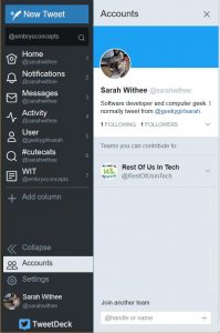 Accounts sidebar with another linked account