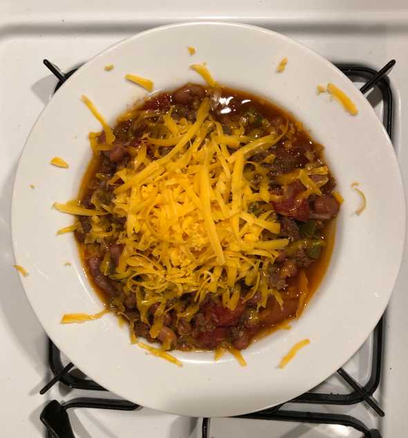 Finished bison chili