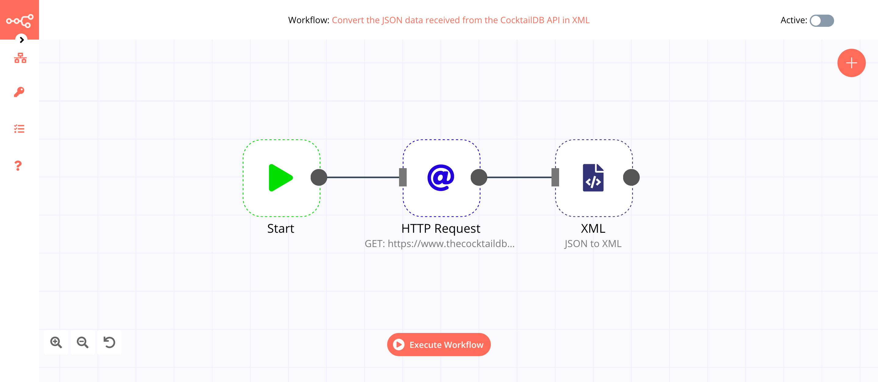 A workflow with the XML node