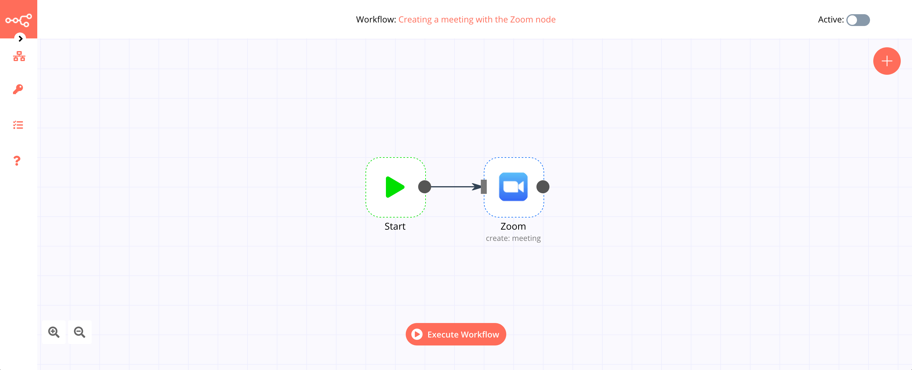 A workflow with the Zoom node