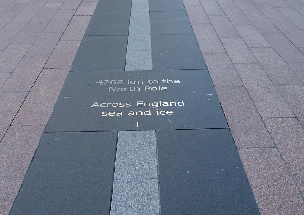The prime meridian marked on the floor at the Royal Observatory in Greenwich