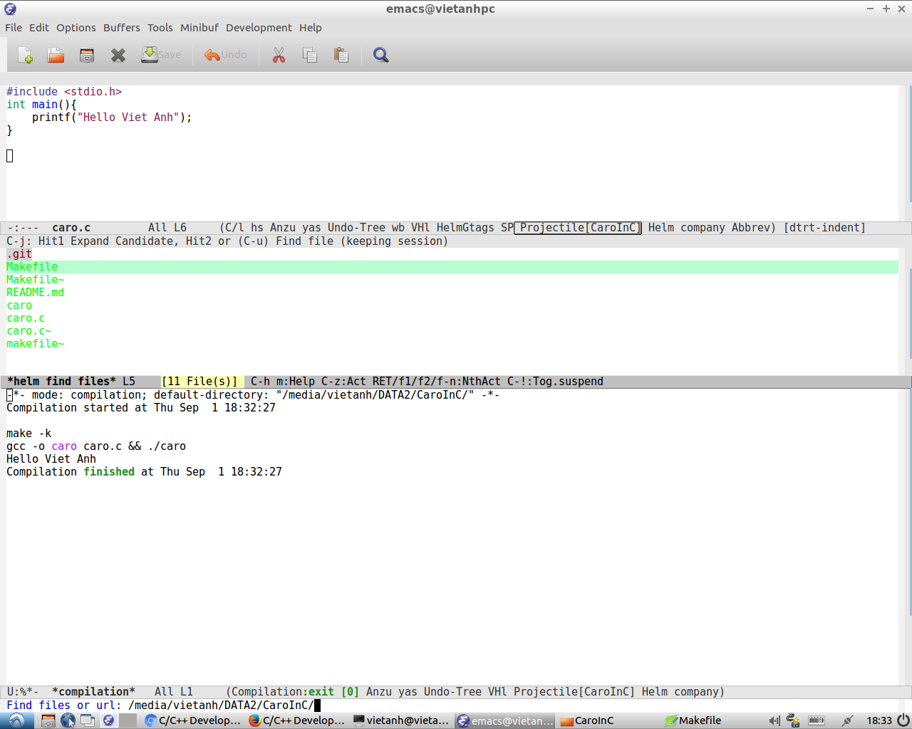 Cấu hình Emacs để lập trình C