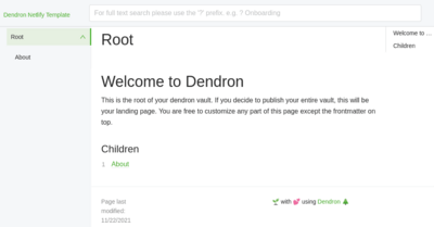 Screenshot of a page created with Dendron Workspace Template for Netlify Publishing