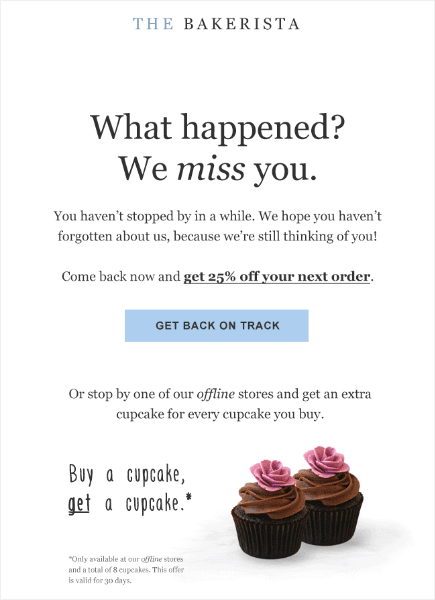 Bakerista email to win back customers